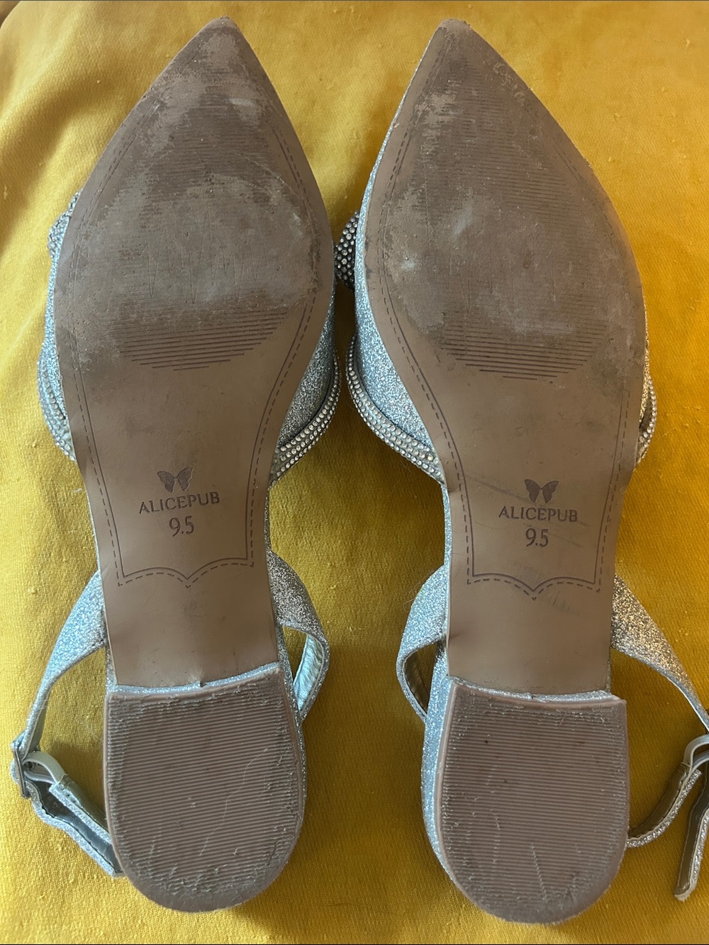 AlicePubSilver Pointed Toe Slingback Flats with Crystal Bow Women’s Size 9.5 - Picture 4 of 4